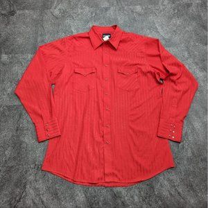 Wrangler red classic western snap up dress shirt cowboy